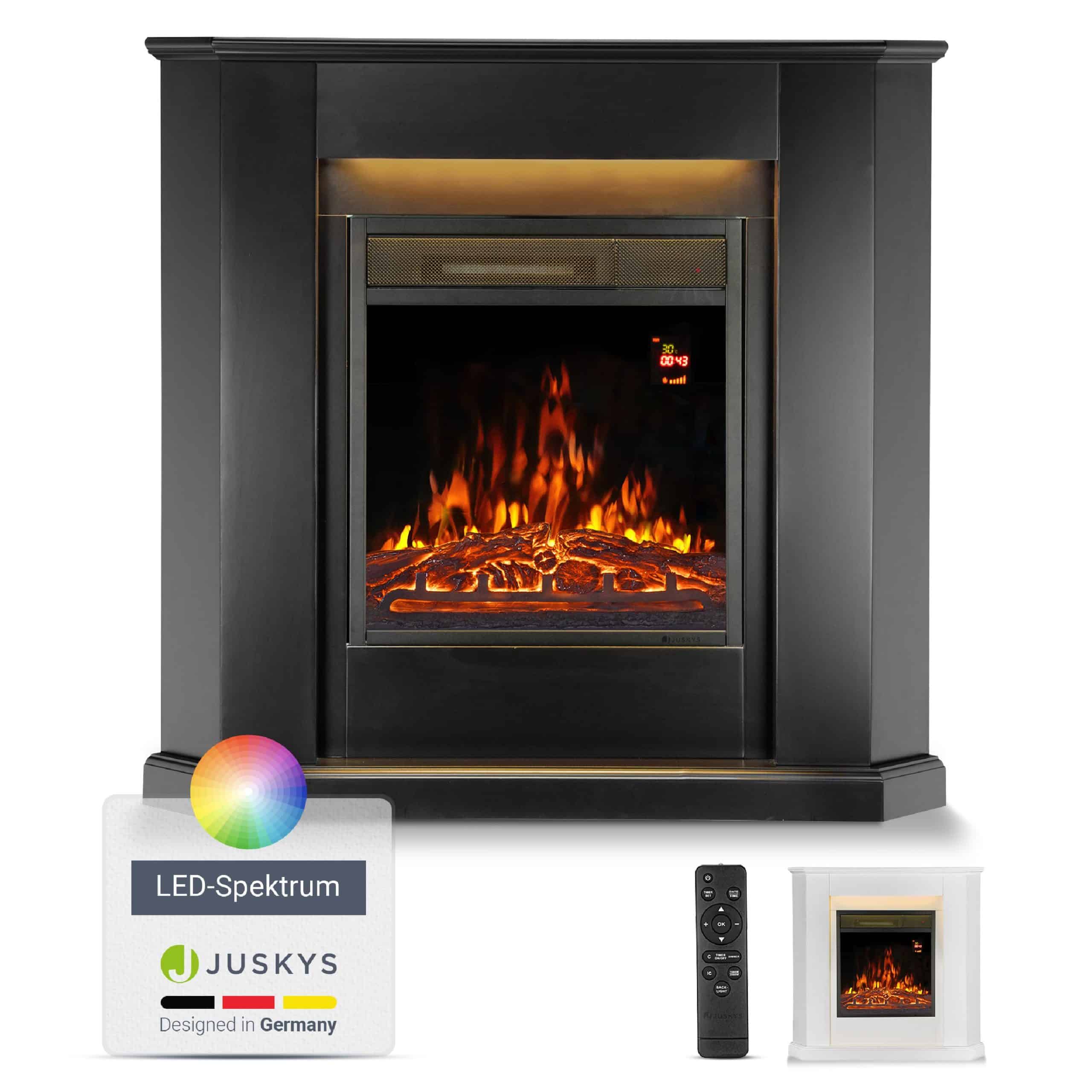 Juskys Elektrokamin – Standkamin mit Heizung & Kaminfeuer – Flammeneffekt