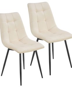 Juskys Esszimmerstühle Blanca 2er Set - Samt Stühle gepolstert - Stuhl Esszimmer & Küche Beige