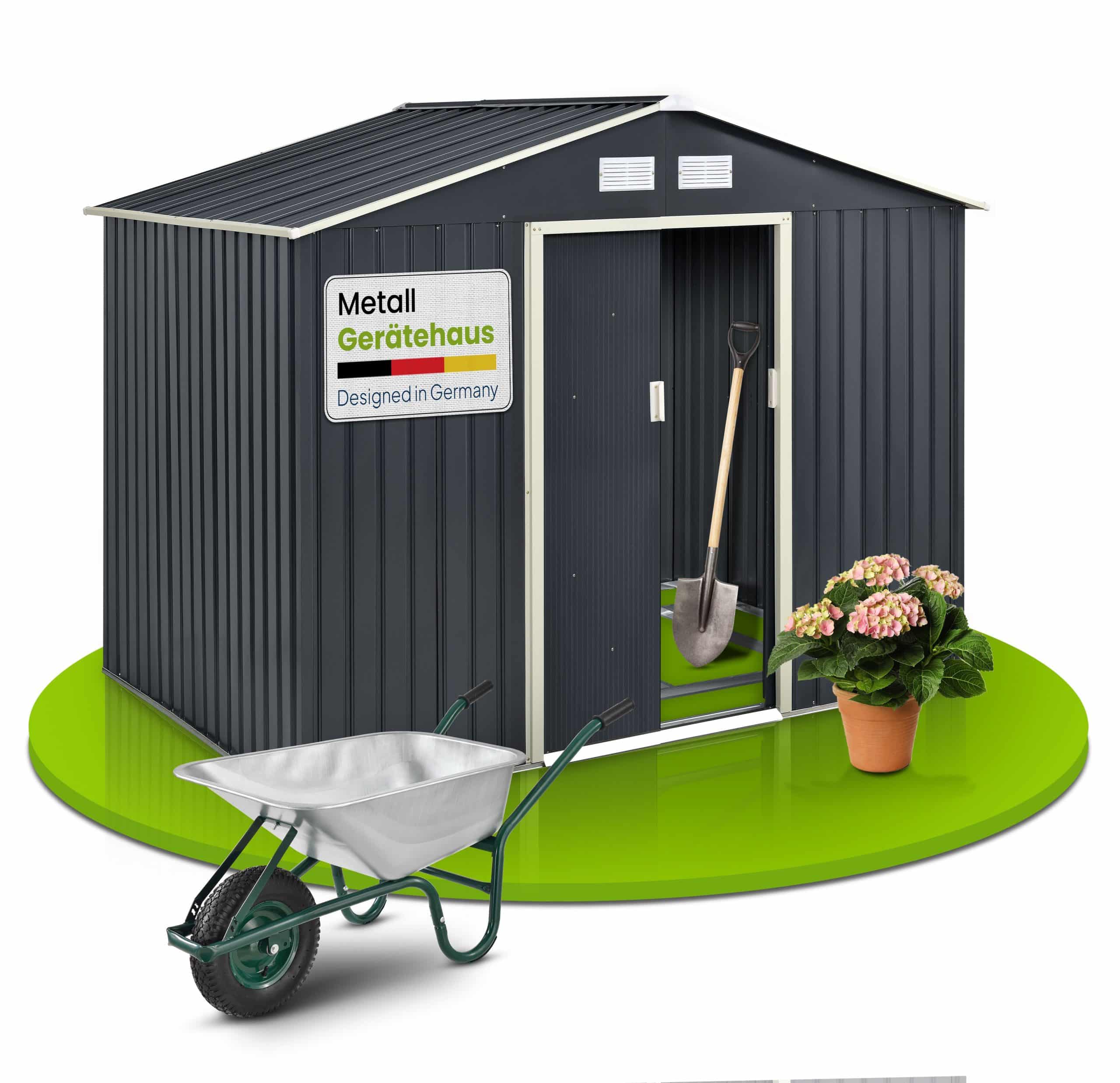 Juskys Metall Gerätehaus Geräteschuppen XL mit Satteldach
