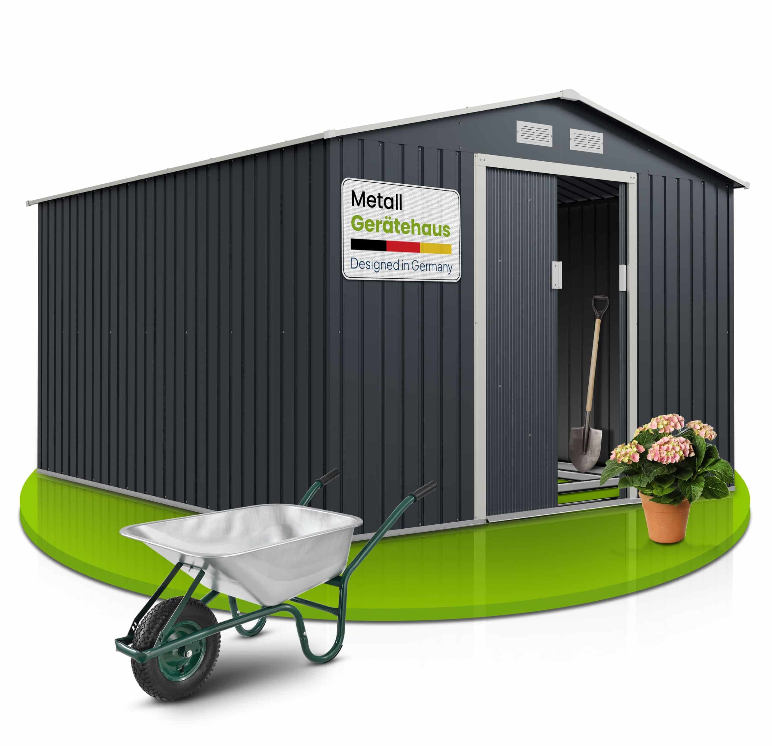 Juskys Metall Gerätehaus Geräteschuppen XXL mit Satteldach