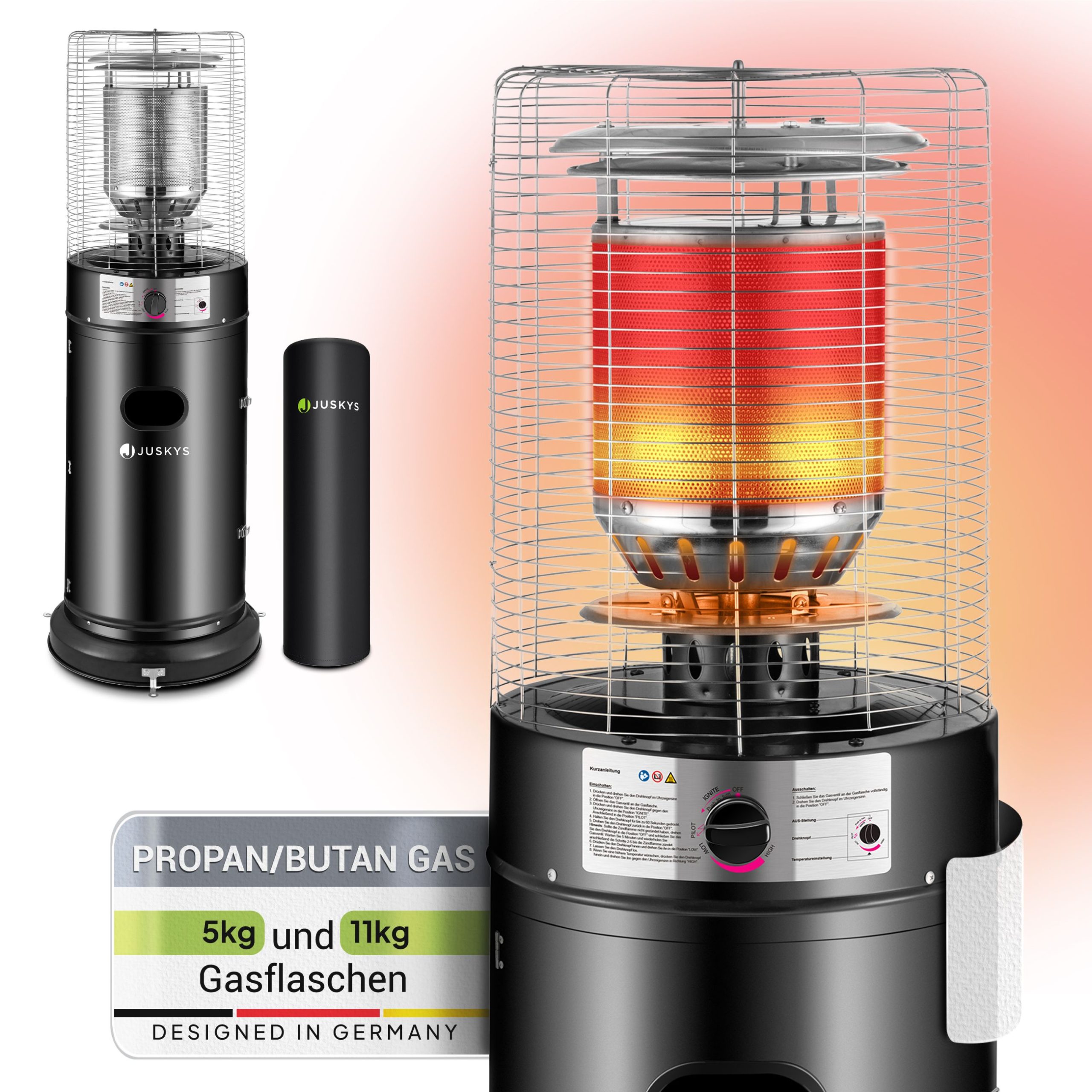 Juskys Outdoor Heizstrahler Cuna mit 11 kW Gas-Brenner