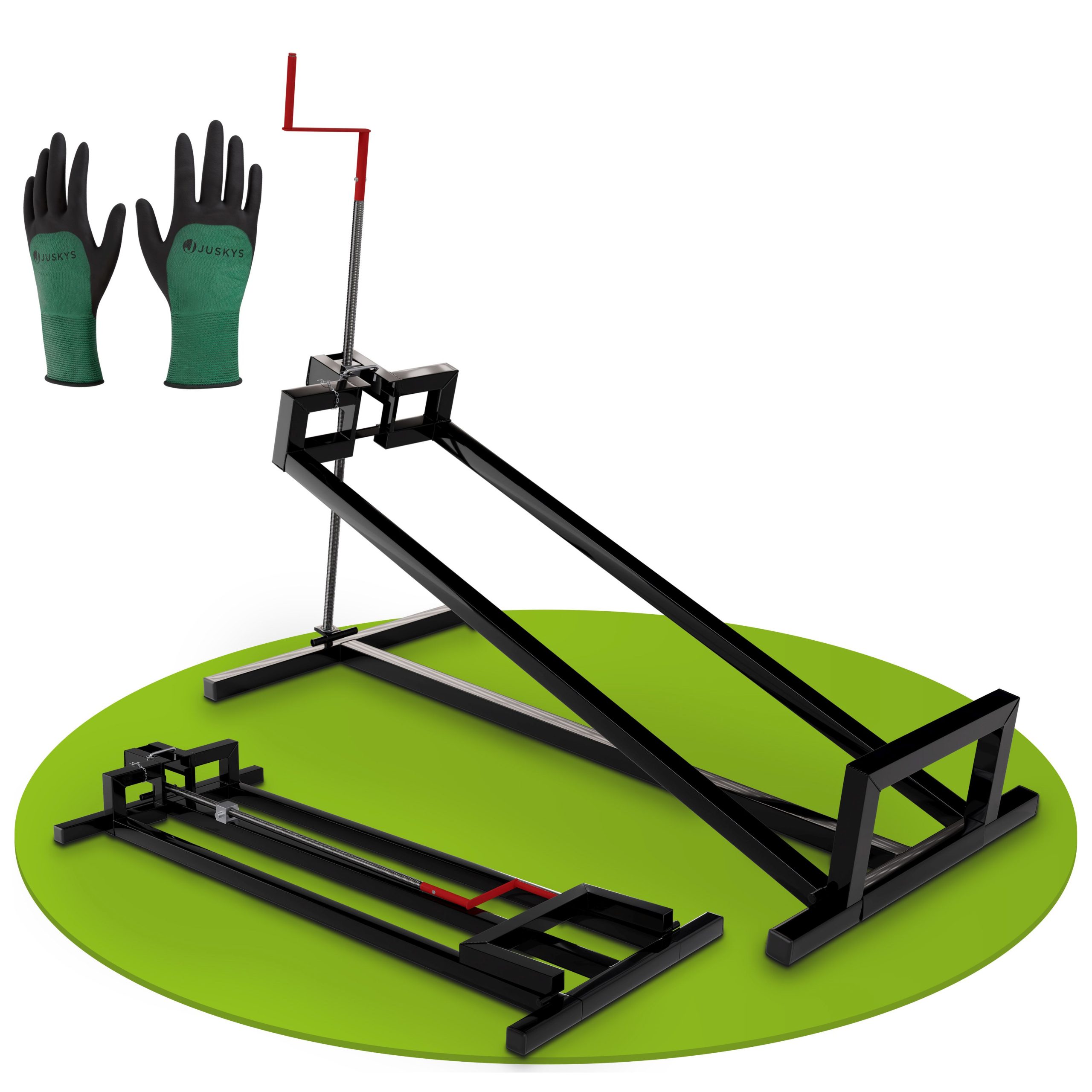 Juskys Rasentraktorheber in Schwarz für Rasenmäher und Aufsitzmäher bis 400 kg und 45°