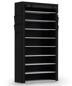 Juskys Schuhschrank L Schwarz mit 9 Ebenen