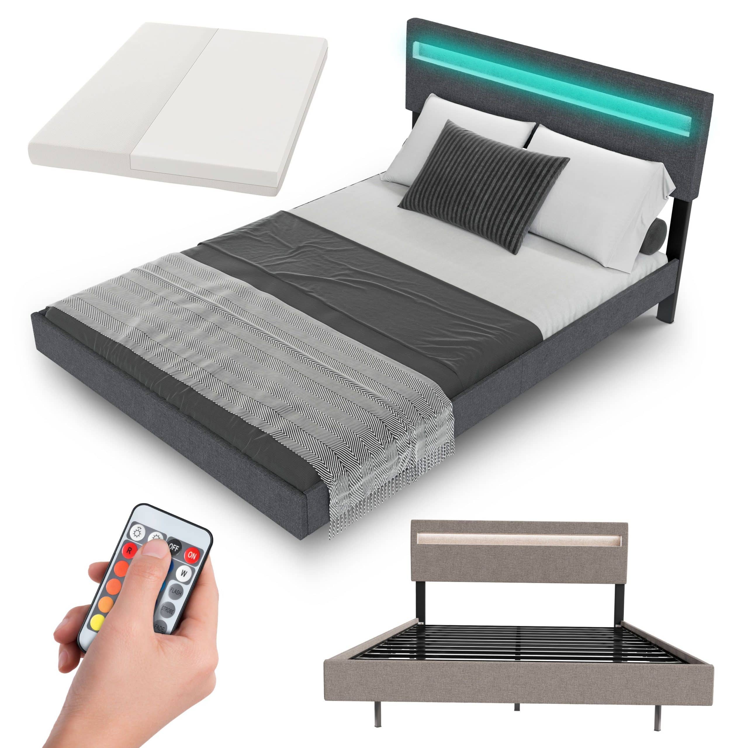 Juskys Schwebebett Lissabon 140 x 200 cm - mit Matratze