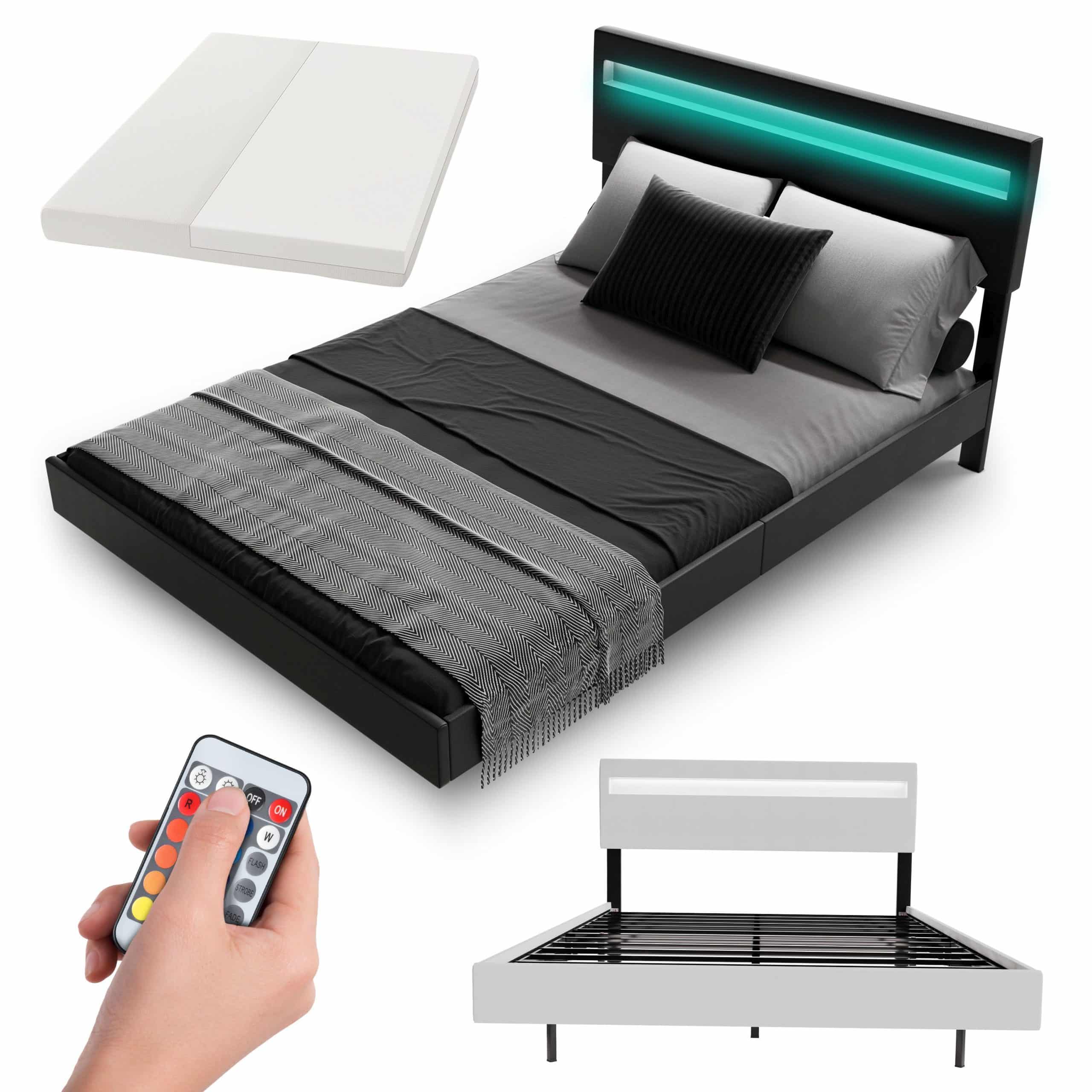 Juskys Schwebebett Lissabon 140 x 200 cm - mit Matratze