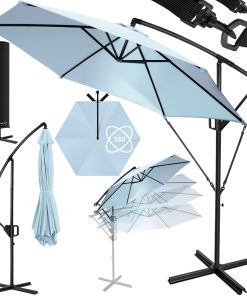 KESSER® Alu Ampelschirm Sonnenschirm + Abdeckung Ø300 cm / Ø350 cm mit Kurbelvorrichtung Kurbelschirm mit Ständer UV-Schutz Aluminium Wasserabweisende Bespannung - Schirm Gartenschirm Marktschirm