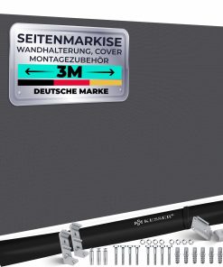 KESSER® Alu-Seitenmarkise Ausziehbar & Blickdicht   Garten-Sichtschutz & Windschutz mit Aufrollautomatik für Balkon & Terrasse   Seitenrollo inkl. Regencover mit Wandhalterung