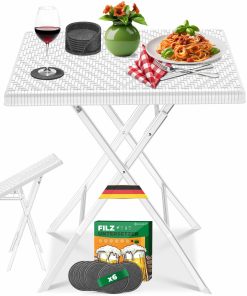 KESSER® Balkontisch klappbar   Wetterfest & UV-beständig   Balkonmöbel   Beschichteter Stahl   Outdoor Gartentisch   Gartenmöbel mit 6 Filz-Untersetzer   Bistrotisch bis zu 100 kg belastbar