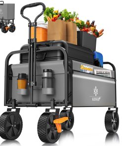 KESSER® Bollerwagen faltbar Handwagen Transportkarre max. 150kg Tragkraft & 360° PVC-Reifen Gerätewagen inkl. 2 Netztaschen