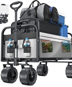 KESSER® Bollerwagen faltbar mit Breite Reifen Handwagen Transportkarre Gerätewagen   inkl. 2 Netztaschen   klappbar   Kunststoff-Reifen   bis 150 kg Tragkraft transportwagen Gartenanhänger
