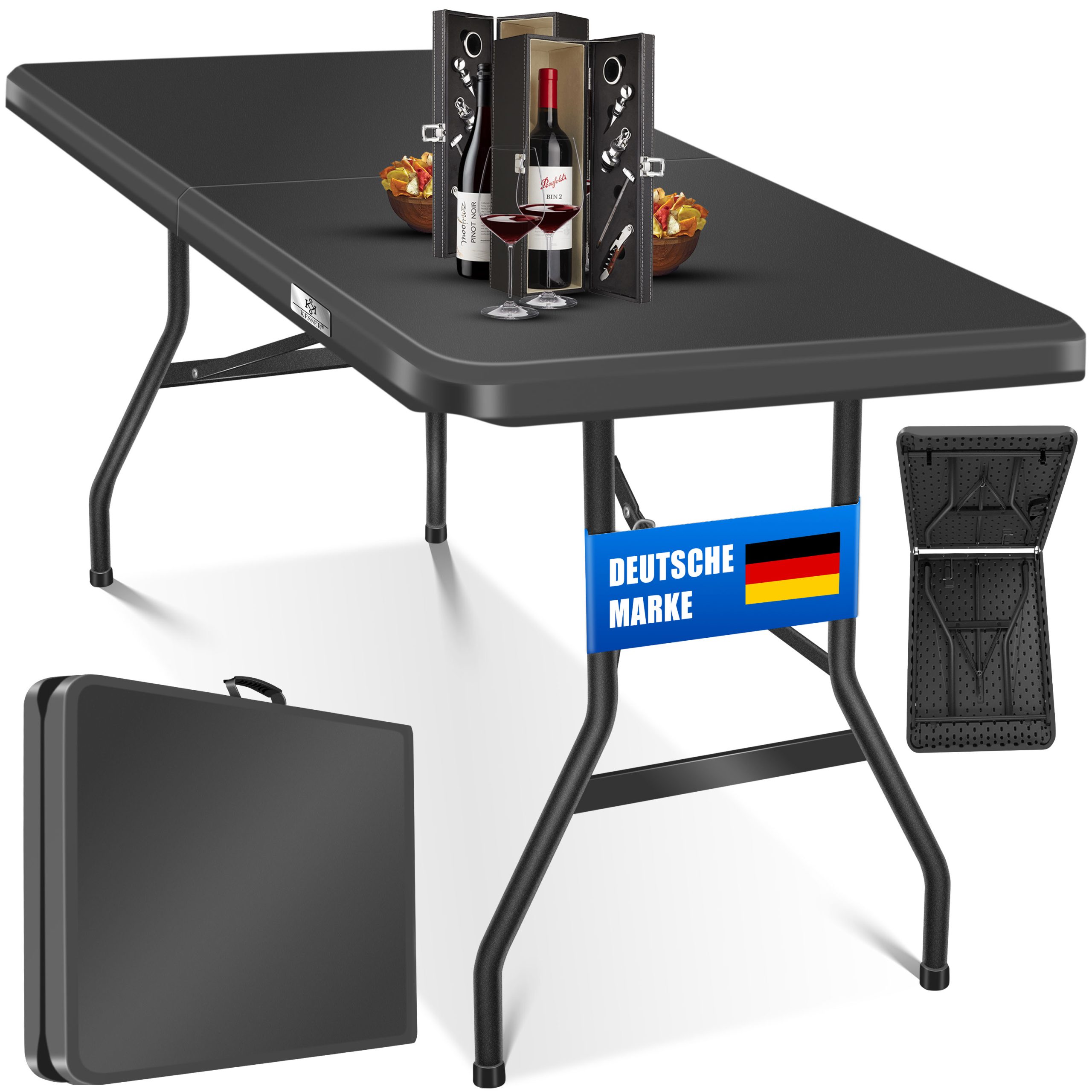 KESSER® Buffettisch Tisch klappbar Kunststoff 183x76 cm Campingtisch Partytisch Klapptisch Gartentisch für Garten