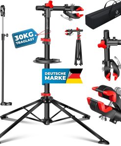 KESSER® Fahrradmontageständer Profi Reparaturständer Fahrradständer + Tasche Fahrradreparaturständer bis 30 kg Fahrrad Montageständer inkl. Werkzeugschale + Magnetfach