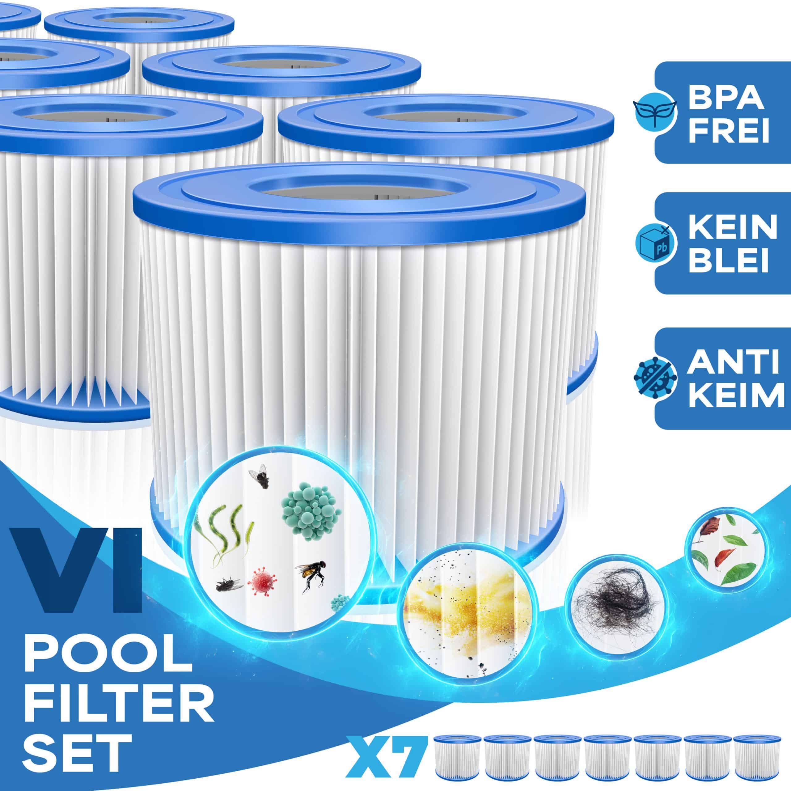 KESSER® Filter für Whirlpool 7x / 14x Filterkartuschen Ersatz SPA Filter Größe VI Kartuschen Wasserfilter Poolfilter kompatibel mit Lay-z-Spa Intex Ersetzt die Originalkartusche
