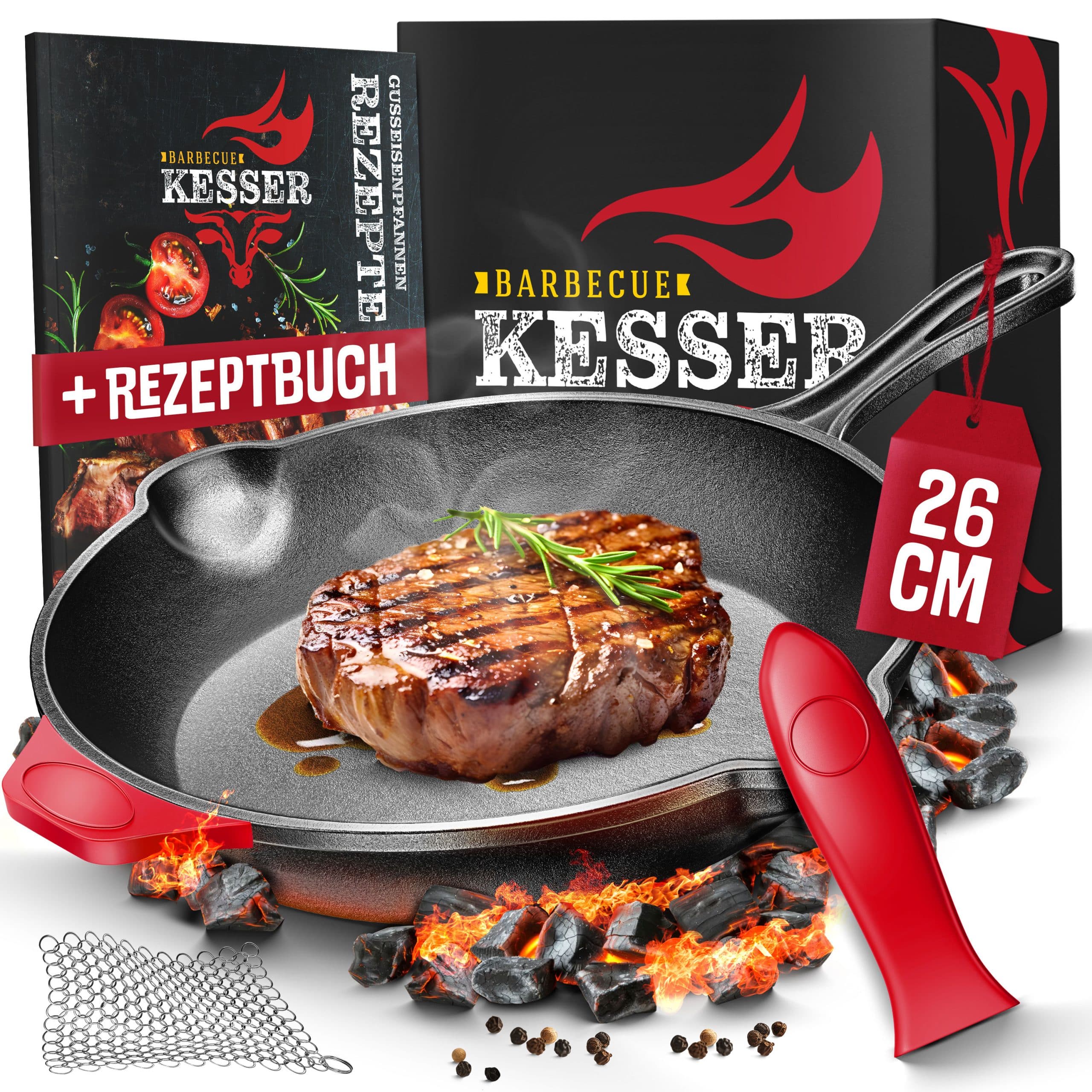 KESSER® Gusseisenpfanne   Gusseisen Bratpfanne Induktion   Cast Iron Pan für Gasgrill