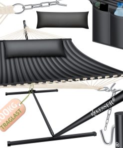 KESSER® Hängematte HILL mit Gestell Kissen Doppelhängematte für 2 Personen-Stabiler Rahmen -200kg Belastbarkeit Indoor & Outdoor XXL Hängesessel Doppel Mehrpersonen Garten Pool Balkon Terrasse