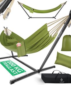 KESSER® Hängematte LAKE mit Gestell Doppelhängematte für 2 Personen-Stabiler Rahmen 200kg Belastbarkeit Indoor & Outdoor XXL Hängesessel Doppel Mehrpersonen Garten Pool Balkon Terrasse