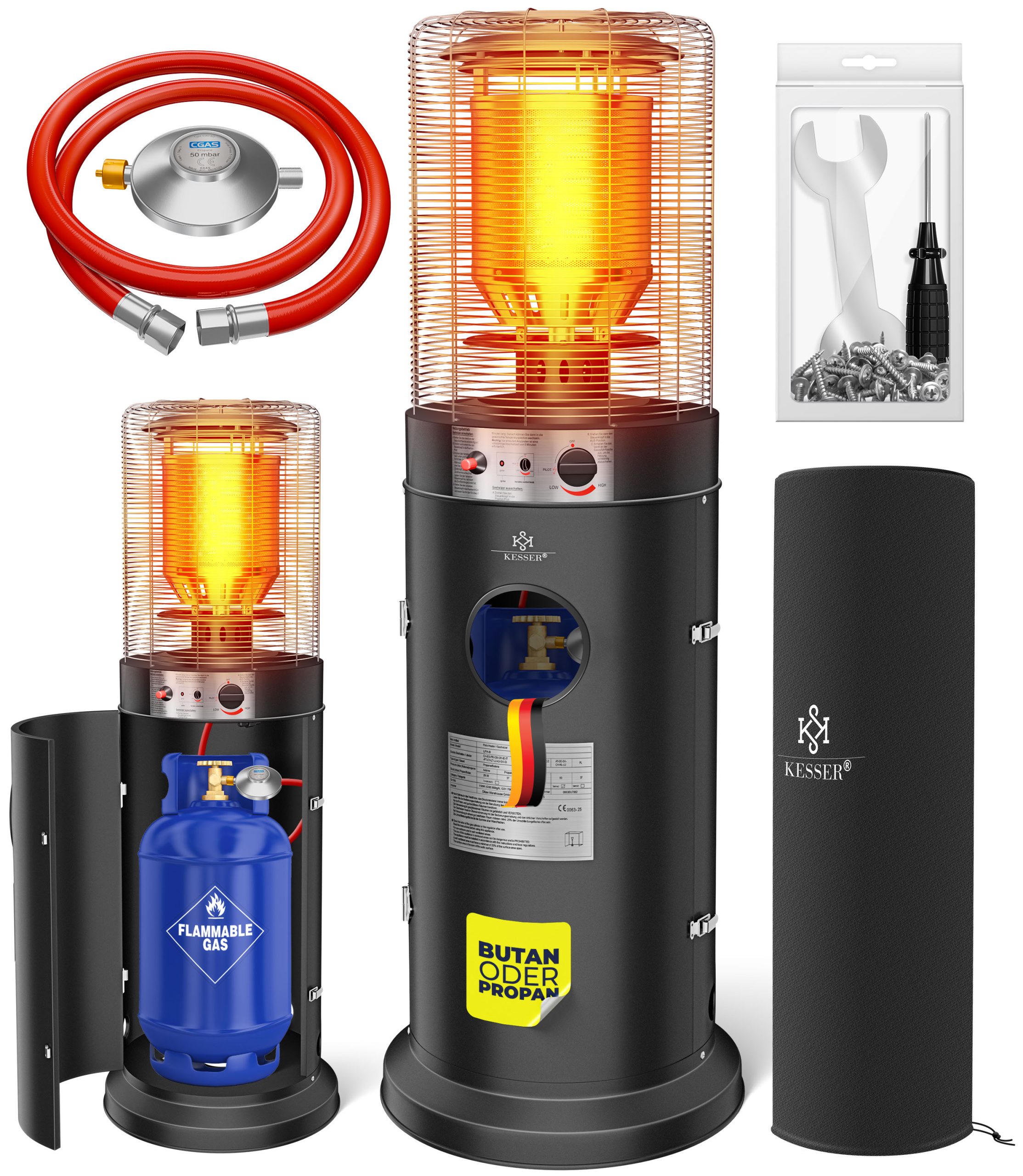 KESSER® Heizstrahler Gas KE12 Heizpilz für Terrasse Terrassenheizer Terrassenheizstrahler