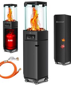 KESSER® Heizstrahler Gas Terrassenheizstrahler Gasheizungen Gasheizstrahler Gasheizer inkl. Schutzhülle Outdoor-Heizung Mobiler Heizpilz Flammenheizer