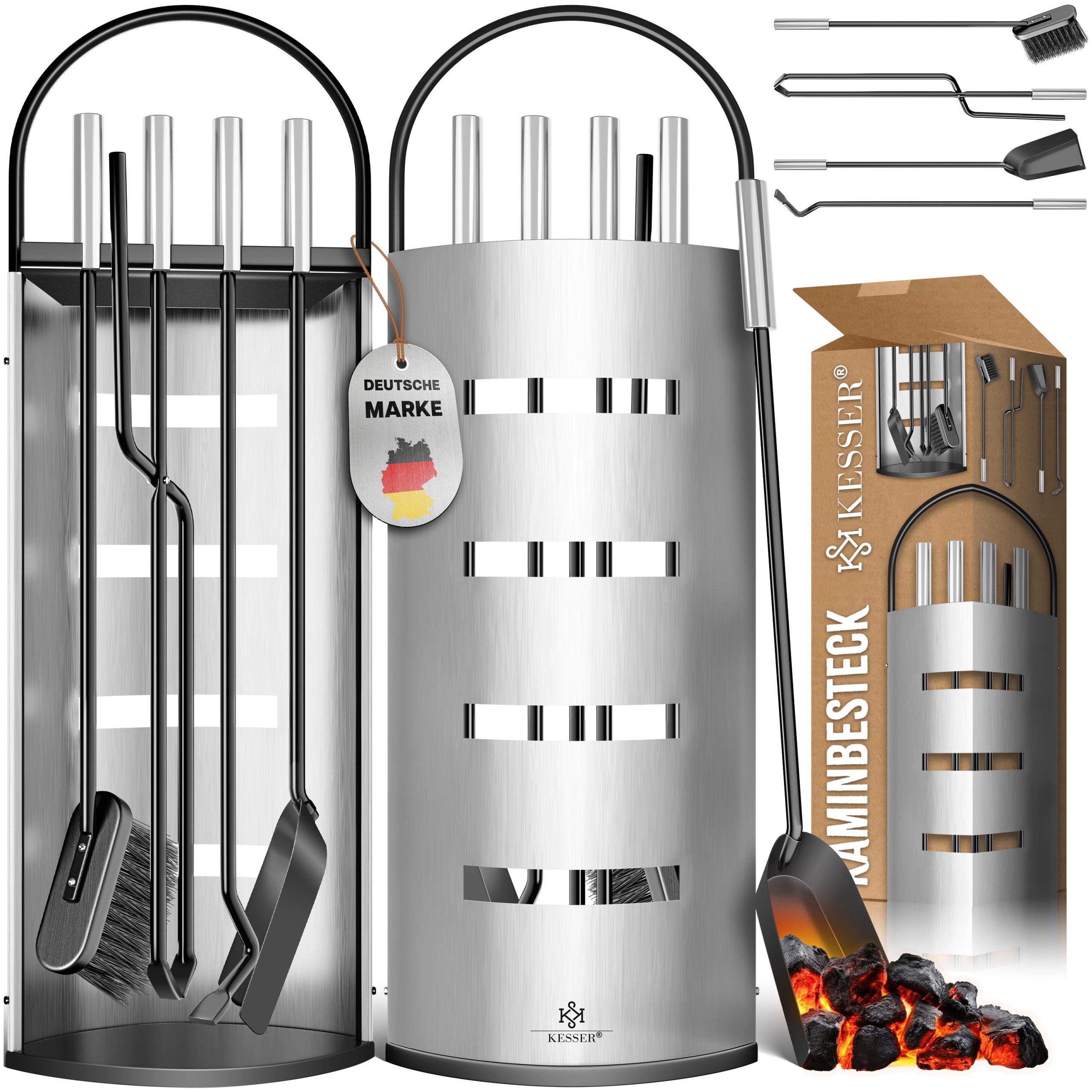 KESSER® Kaminzubehör 5-teiliges Kaminbesteck Set – Modern Design