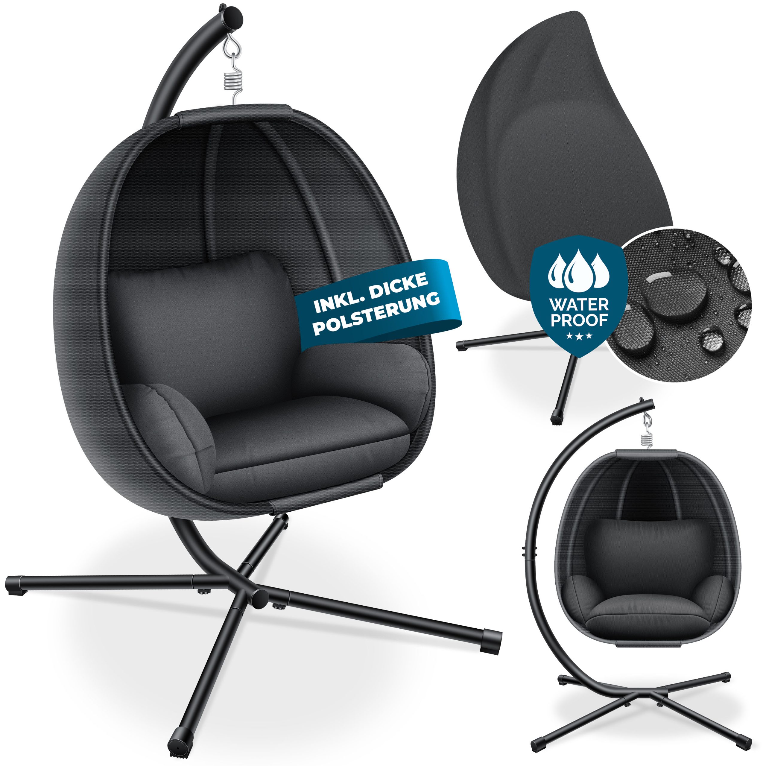 KESSER® Luxe Hängesessel mit Gestell + weicher Sitzkissen