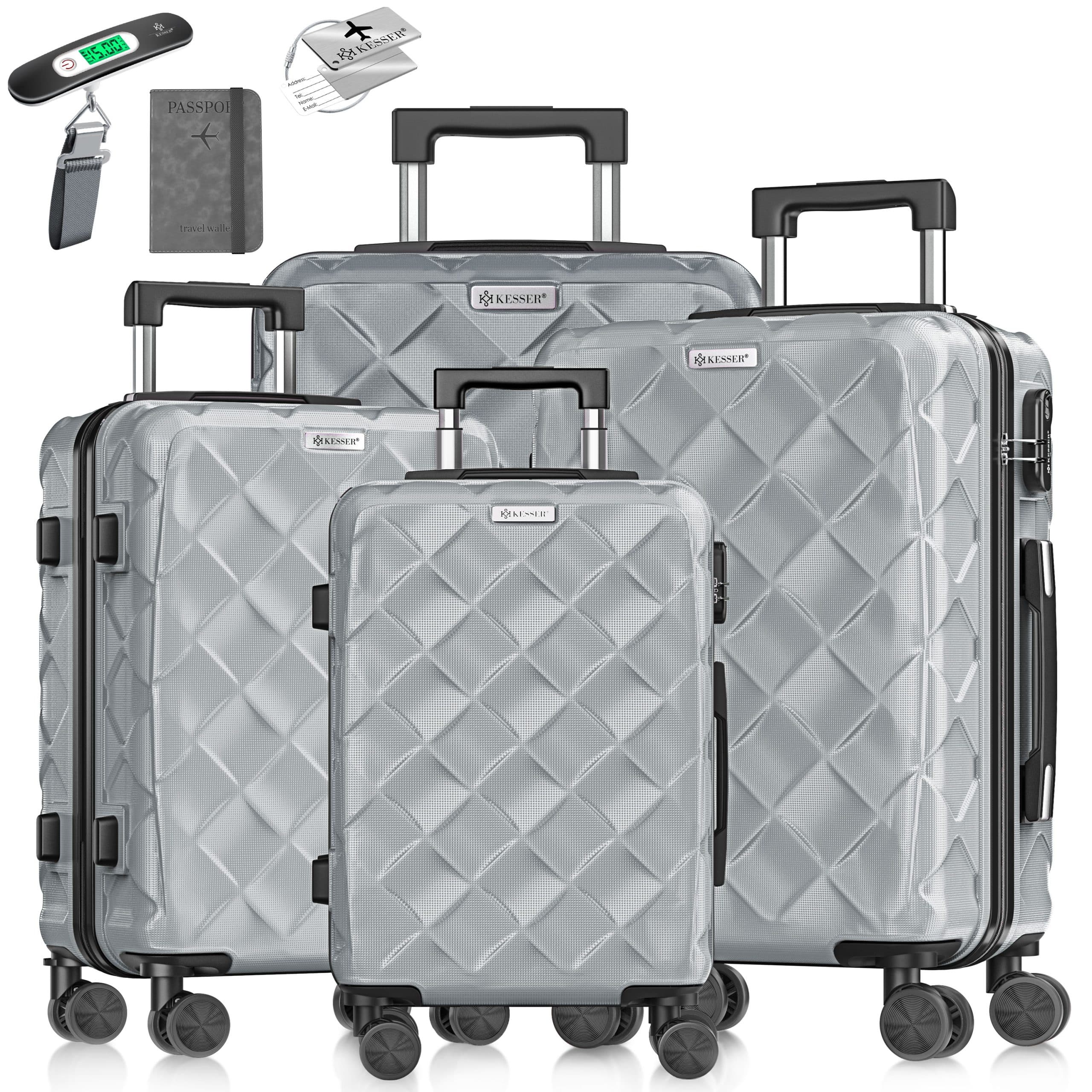 KESSER® Reisekoffer Set 4-teilig   Kofferset ABS Hartschalenkoffer mit Zahlenschloss