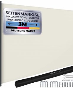 KESSER® Seitenmarkise ausziehbar Markise Blickdicht Sichtschutz & Windschutz für Garten Balkon & Terrasse