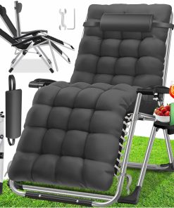 KESSER® Sonnenliege Liegestuhl Klappbar Mit Getränkehalter Gartenstuhl Mit Auflage Polster