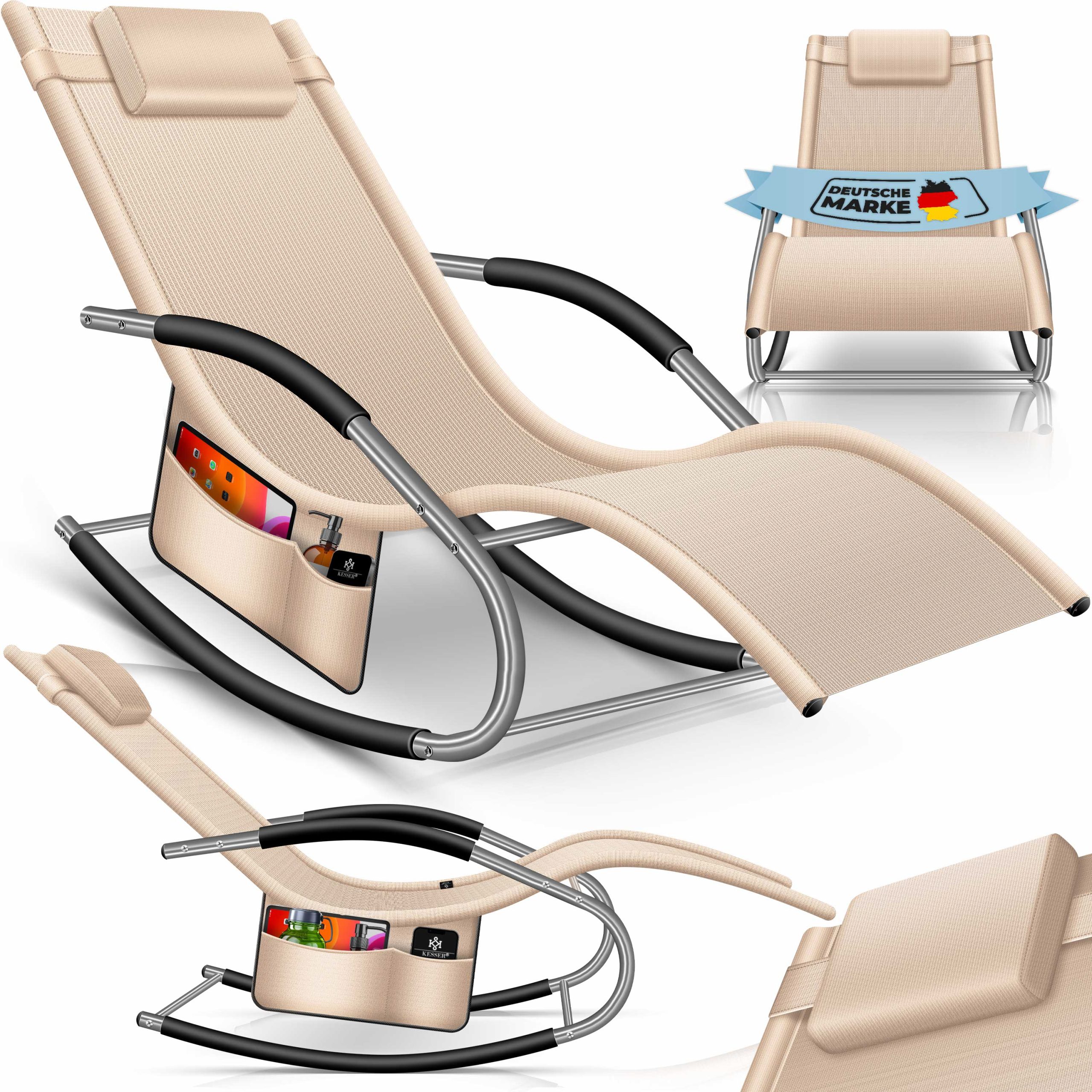 KESSER® Sonnenliege Relaxliege Schwungliege   Gartenliege   Gartenstuhl   Klappstuhl faltbar   Liegestuhl   Schaukelsessel   ergonomische Relaxsessel   wetterfest   150 kg Belastung