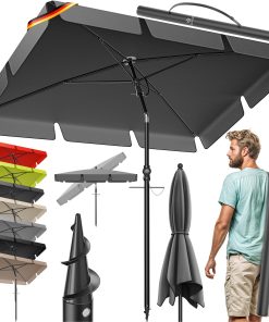 KESSER® Sonnenschirm Rechteckig Inkl. 2in1 Abdeckung & Transporttasche Gartenschirm Terrassenschirm   Schirm 200 × 125cm für Balkon Garten & Terrasse   Neigungswinkel und Höhe verstellbar