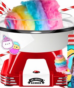 KESSER® Zuckerwattemaschine Set für dein zuhause - Mit 30x Zuckerwatte Stäbchen & Messlöffel - Retro Cotton Candy Maschine - Zuckerwatte Maschine Mit Zubehör - Höhe 22 cm  - 500 W