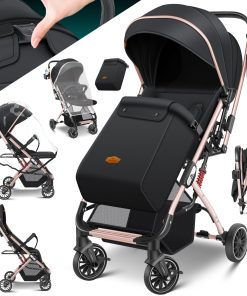 KIDIZ® Kinderwagen Kinderbuggy klappbar Liegebuggy Sportwagen Faltbar 360° Räder 5-Punkt Gurt Inkl. Fußsack