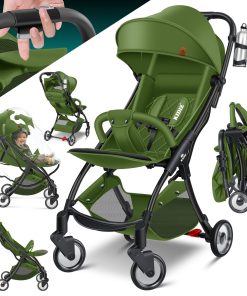 KIDIZ® Kinderwagen Premium Kinderbuggy klappbar Liegebuggy Sportwagen Faltbar 360°Räder 5-Punkt Gurt Inkl. Getränkehalter & Regenabdeckung