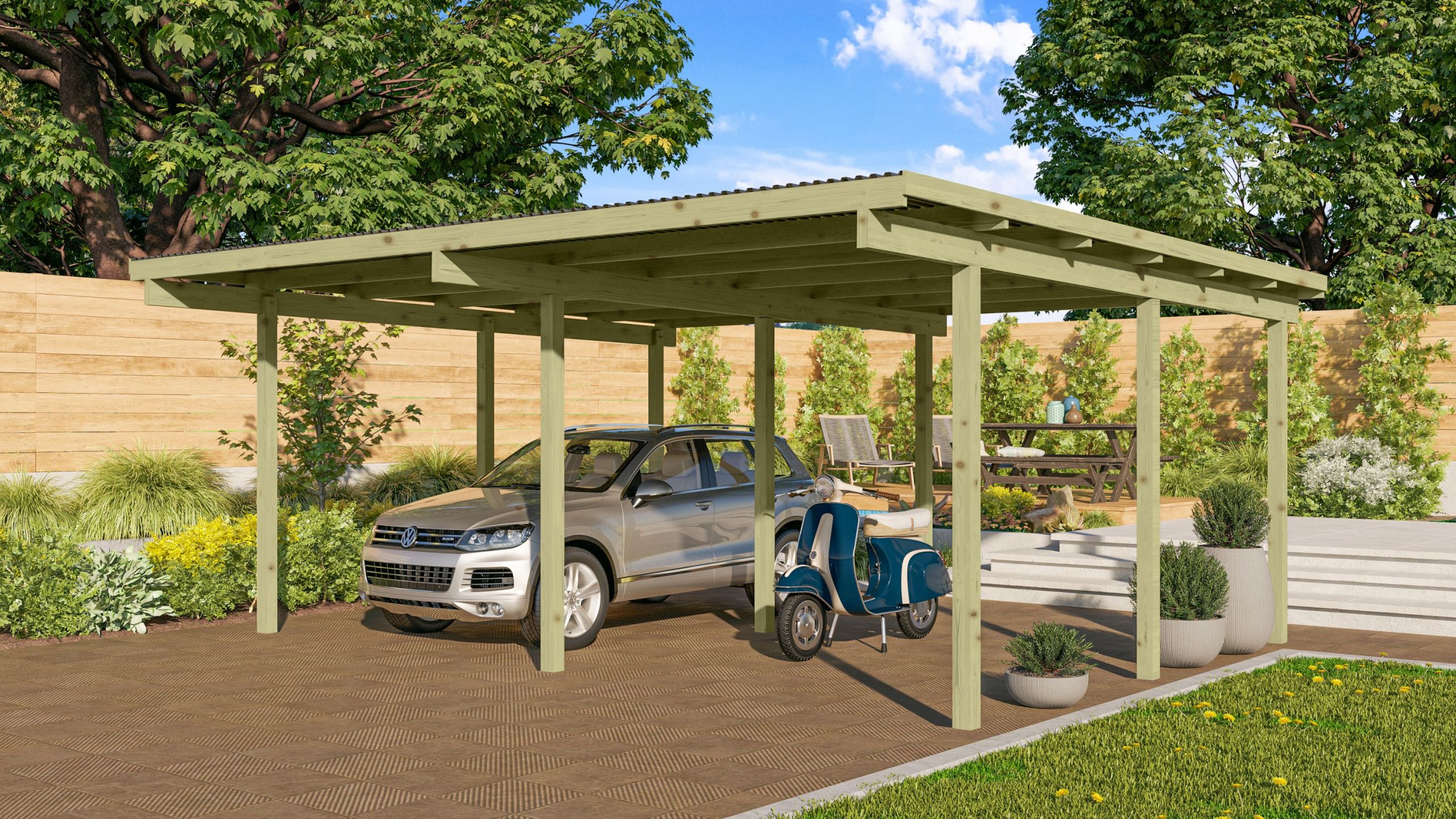 Karibu Doppelcarport  "Twin Carport One" KDI