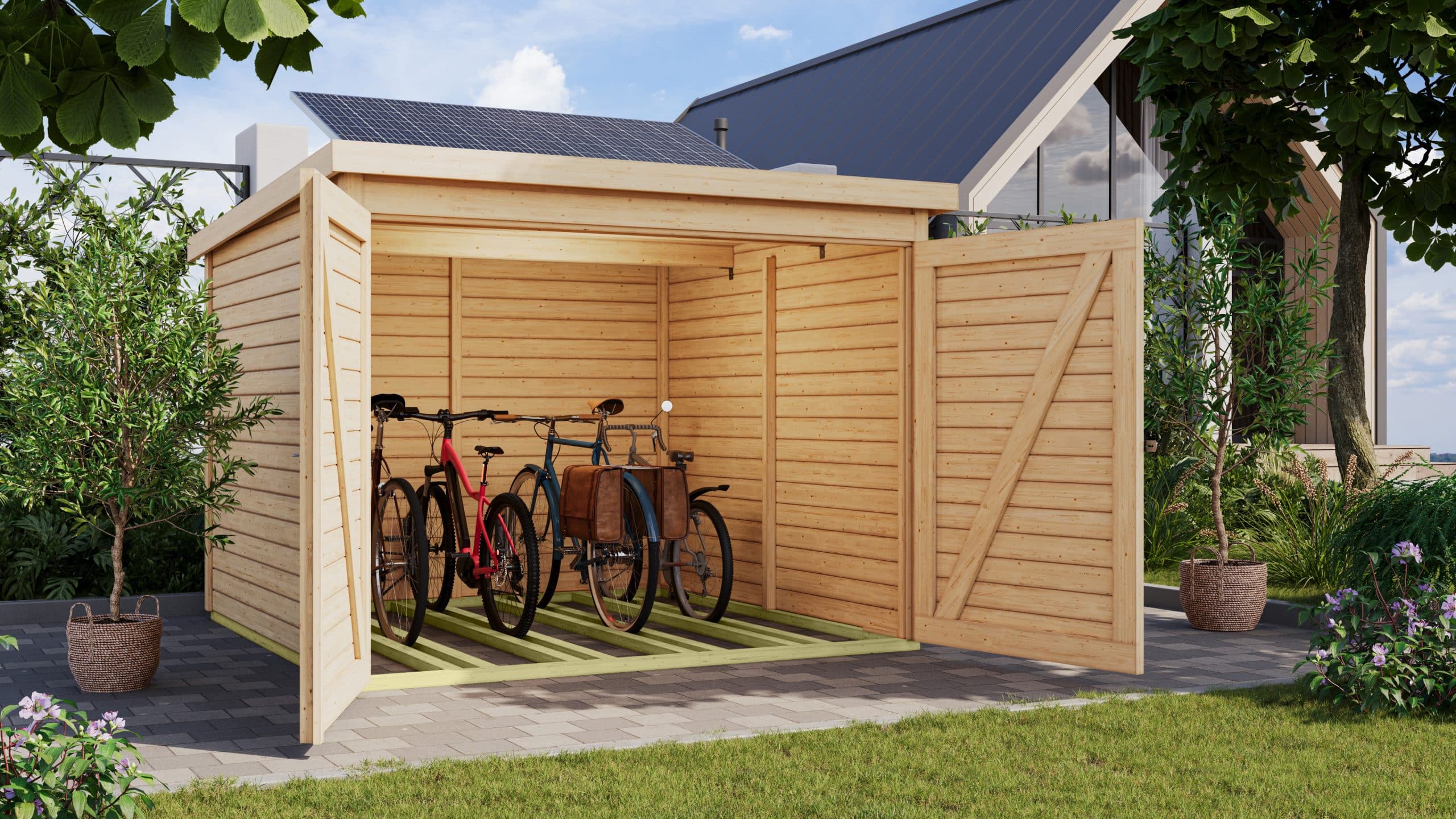 Karibu Fahrradgarage 4 Plätze mit Solaranlage