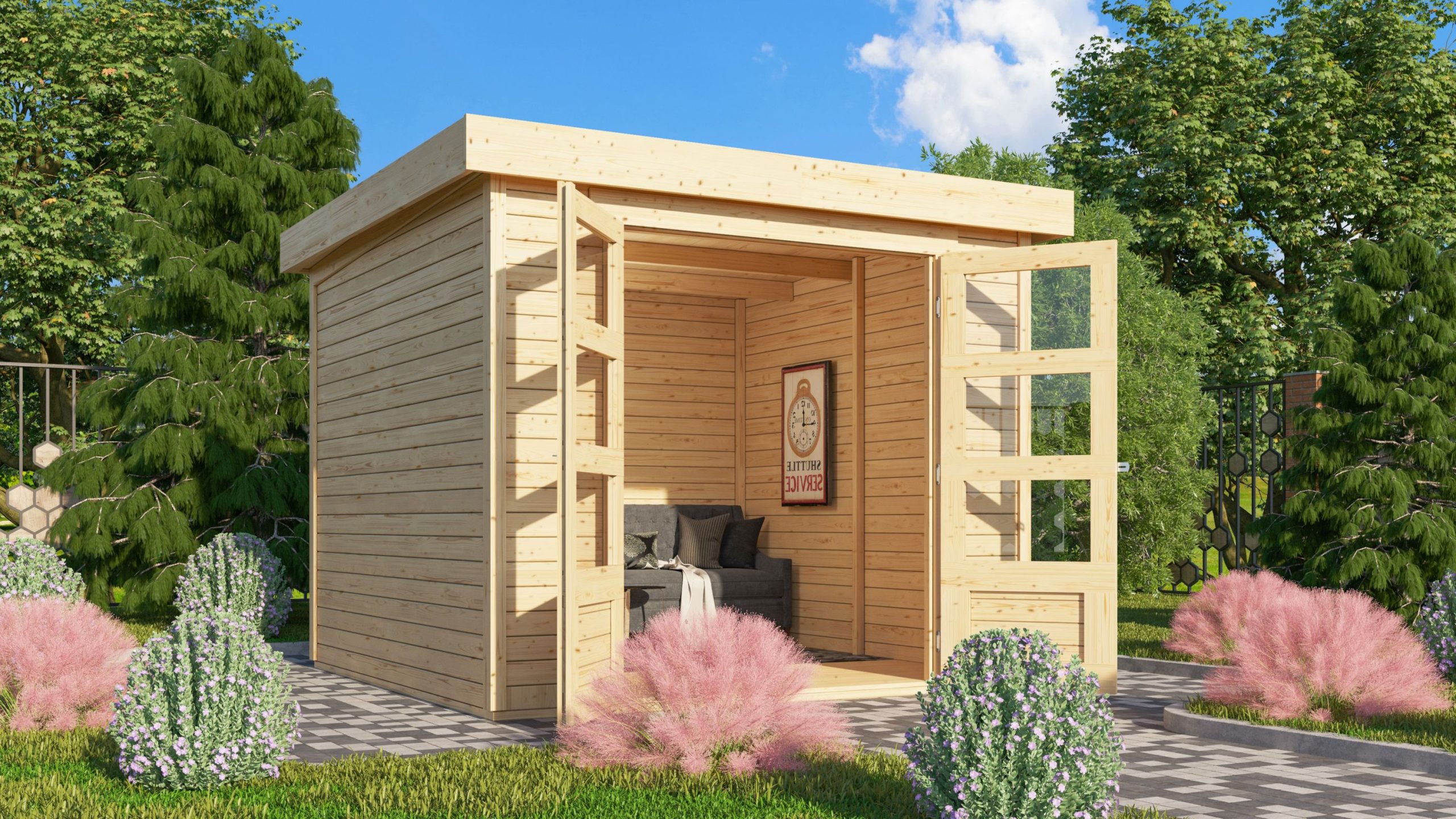 Karibu Gartenhaus "Calabar 2" SET naturbelassen mit Boden