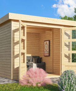 Karibu Gartenhaus "Calabar 4" SET naturbelassen mit Boden und Dachfolie