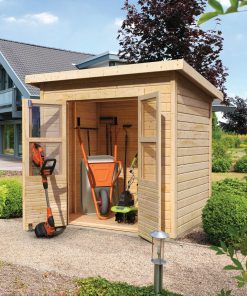 Karibu Gartenhaus "Kano 3" SET naturbelassenes Holz   mit Dachbahn