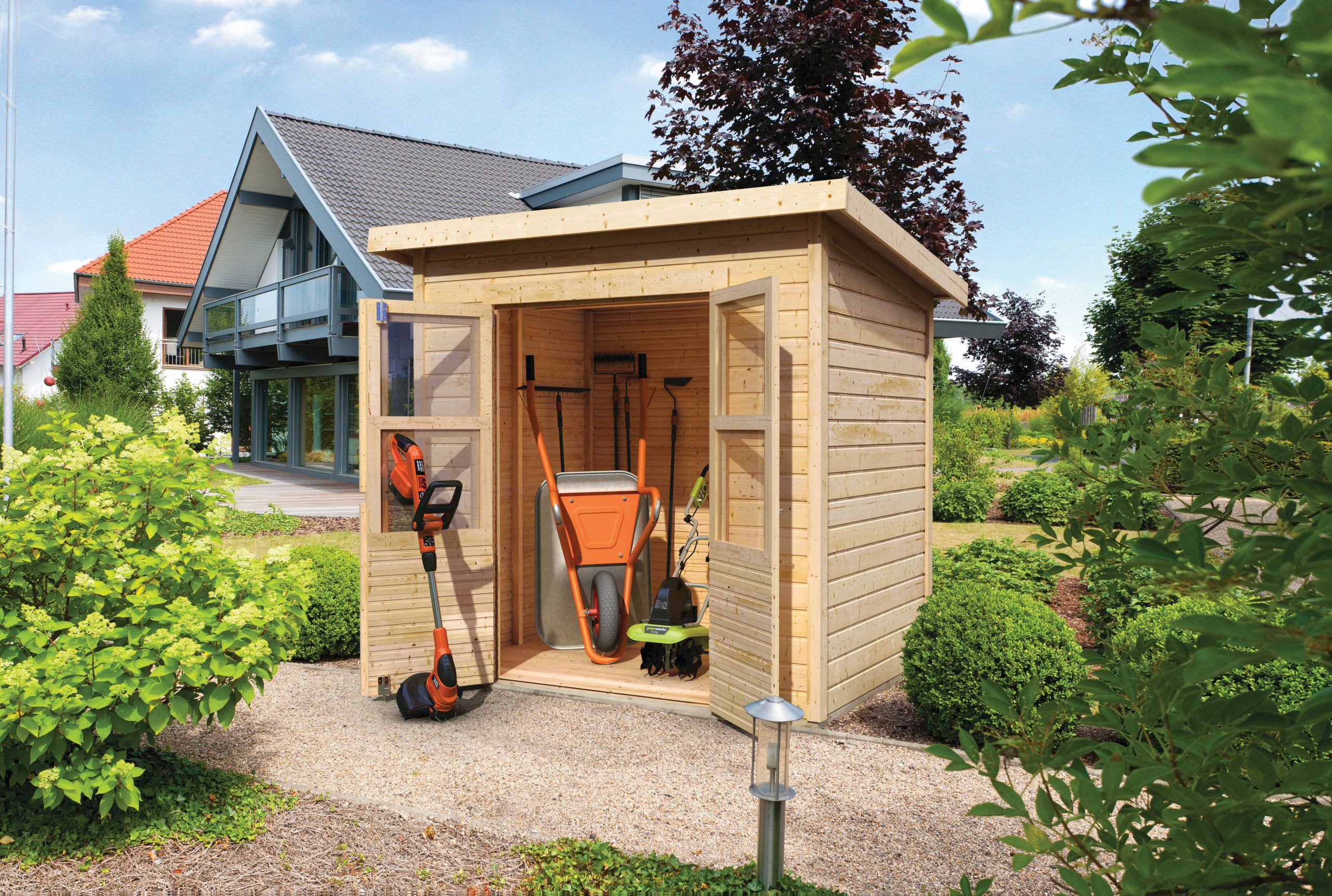 Karibu Gartenhaus "Kano 3" SET naturbelassenes Holz   mit Dachbahn