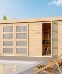 Karibu Gartenhaus Maluna 1 naturbelassen inkl. Fußboden & Dacheindeckung Gerätehaus Gartenlaube