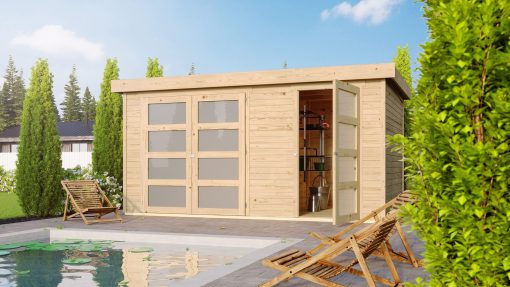Karibu Gartenhaus Maluna 1 naturbelassen inkl. Fußboden & Dacheindeckung Gerätehaus Gartenlaube