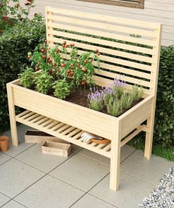 Karibu Hochbeet mit Rankgitter und Sichtschutz naturbelassen