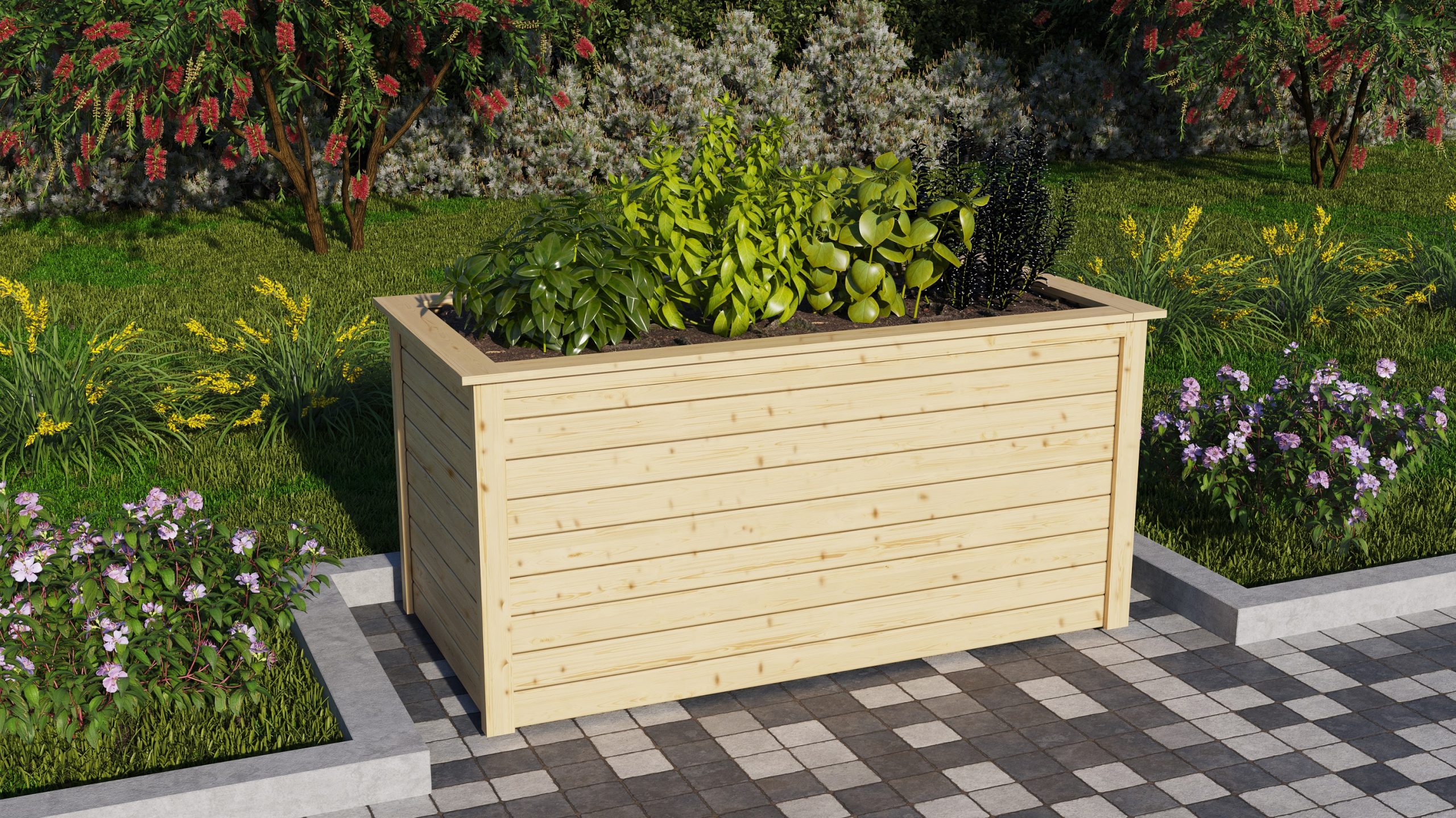 Karibu Hochbeet naturbelassen 890x1730x820 mm Hochbeet Pflanzkasten Frühbeet Gartenbeet
