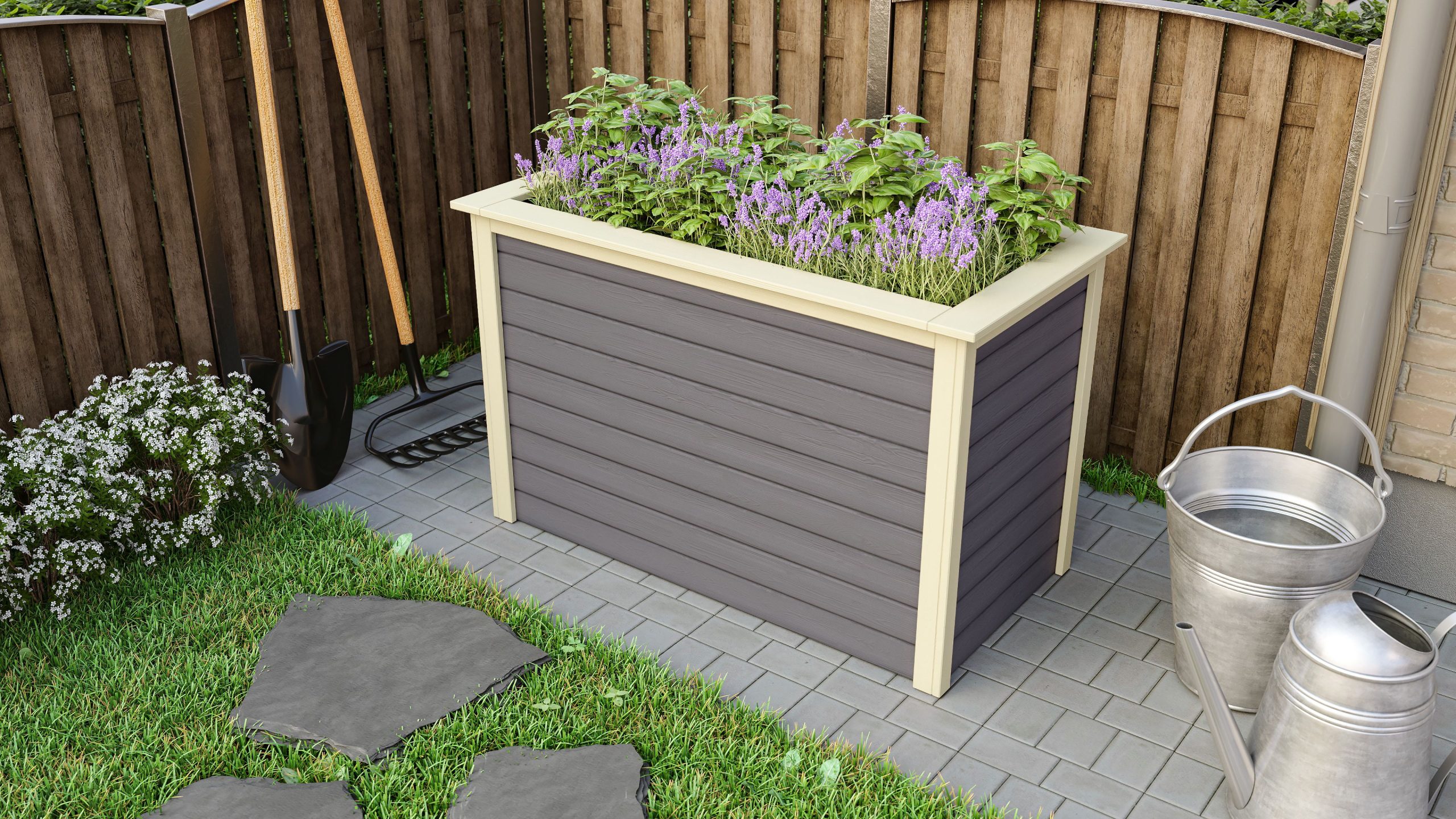 Karibu Hochbeet terragrau 690x1330x820 mm Hochbeet Pflanzkasten Frühbeet Gartenbeet