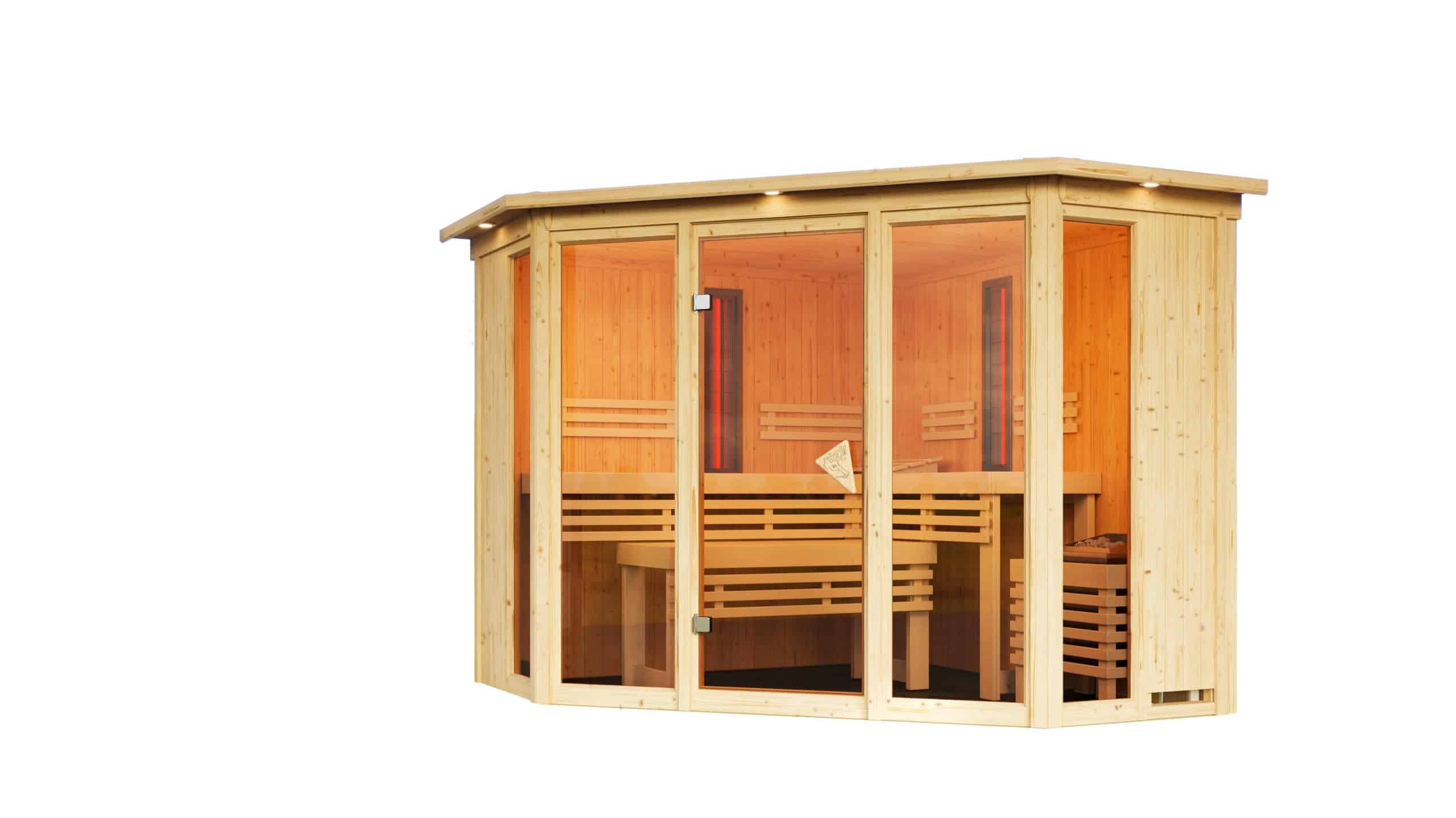 Karibu Innensauna Isra inkl. Saunaofen 9kW integr. Steuerung