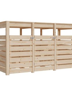 Karibu Mülltonnenunterstand für 3 Mülltonnen naturbelassen Mülltonnenbox Gartenbox 238x143x88 in cm (BxHxL)