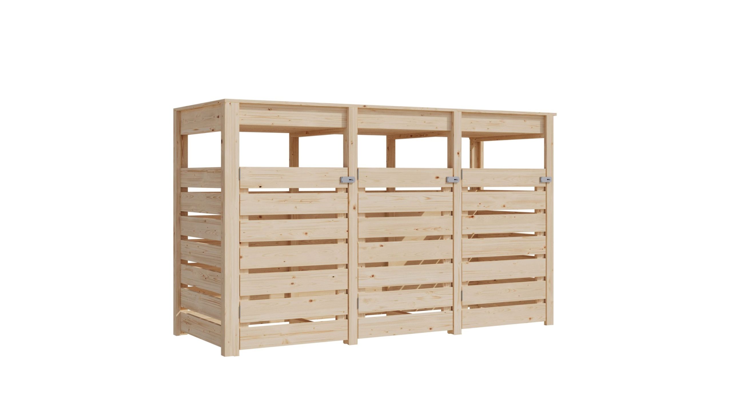 Karibu Mülltonnenunterstand für 3 Mülltonnen naturbelassen Mülltonnenbox Gartenbox 238x143x88 in cm (BxHxL)