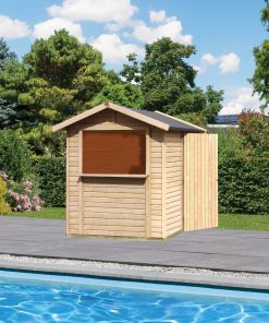 Karibu Pool Haus 19 mm „Tiki Bar“ Größe 1 naturbelassen