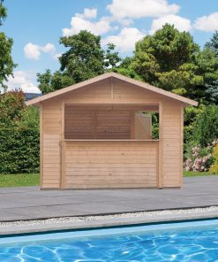 Karibu Pool Haus 19 mm „Tiki Bar“ Größe 2 naturbelassen