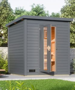 Karibu Saunahaus 38mm Melo 2 Ofen 9 kW integr. Strg terragrau