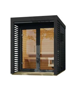 Karibu Saunahaus Angelus XL inkl. Anbau und Saunaofen integr. Strg.